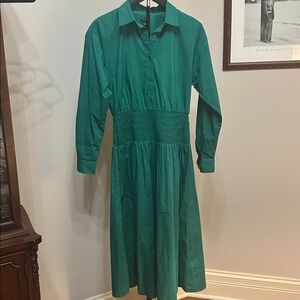 Ann Taylor Teal Long-Sleeve Dress